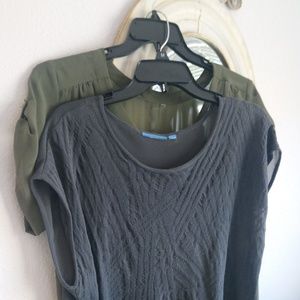 EUC Olive and Dark Grey Hi Lo dress blouses XL.